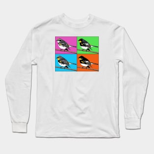 Warhol Birds - Yellow-rumped warbler Long Sleeve T-Shirt